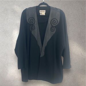 Wade Gray Vintage Wool Leather Swirl Black Blazer